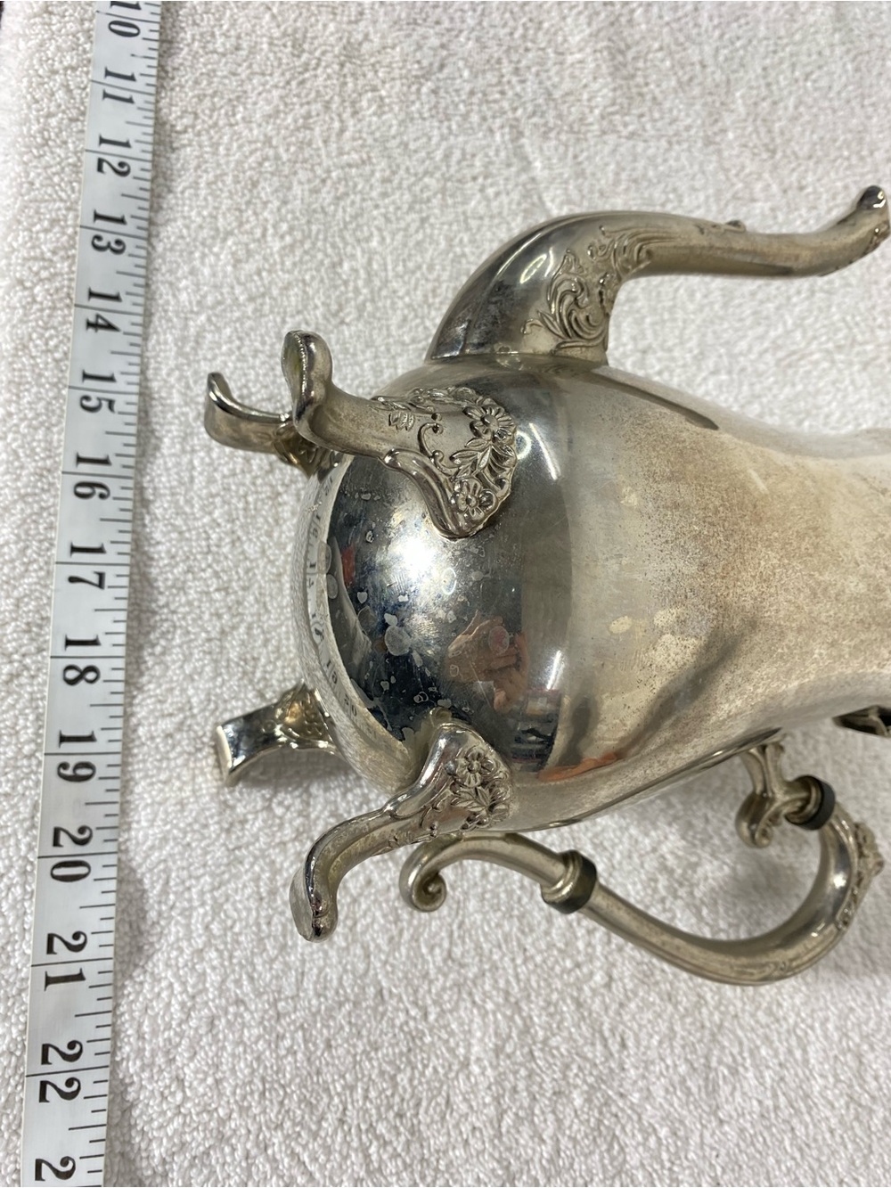 Vintage EP Brass Victorian Style Silver Plated Ornate Footed Teapot - Picture 14 of 15